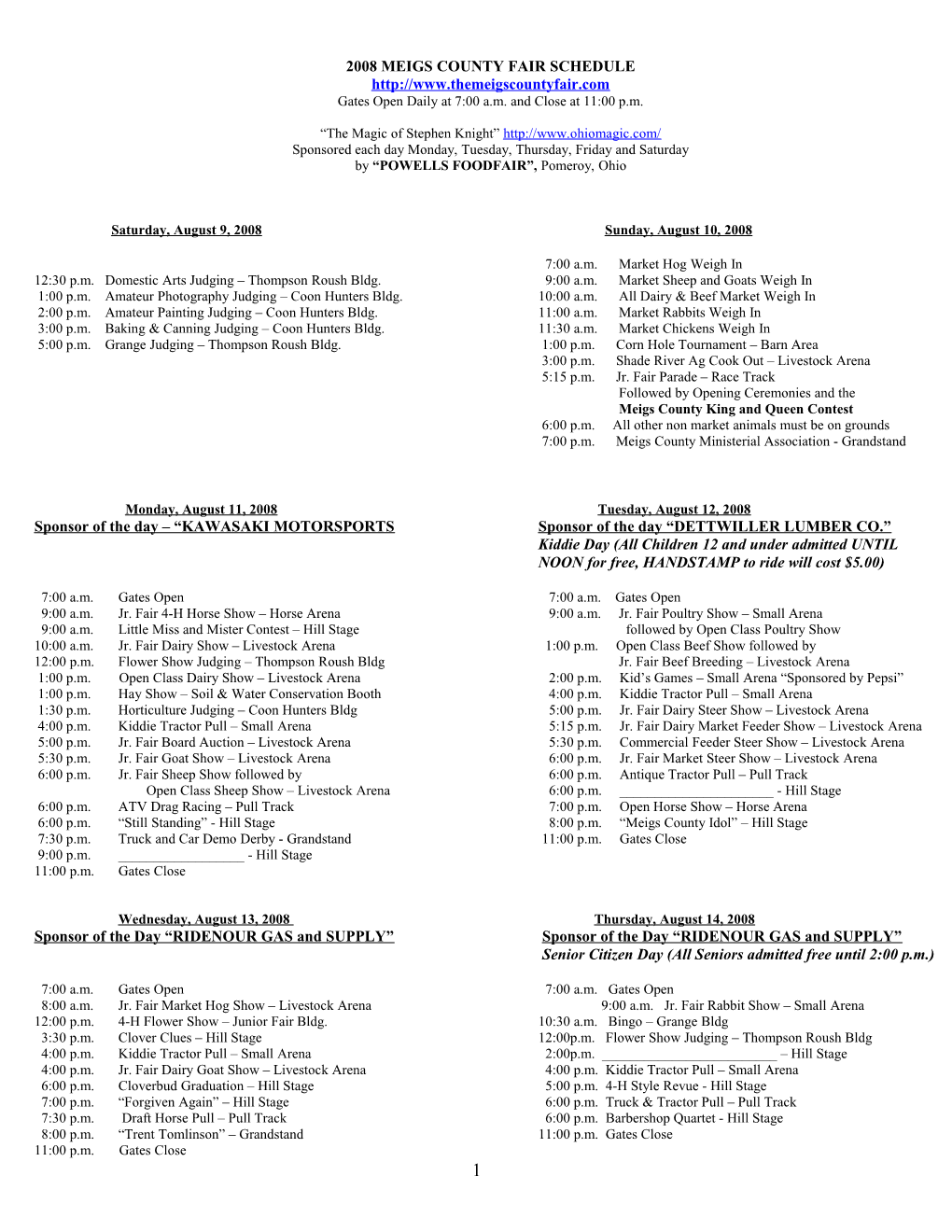 2002 Meigs County Fair Schedule s1