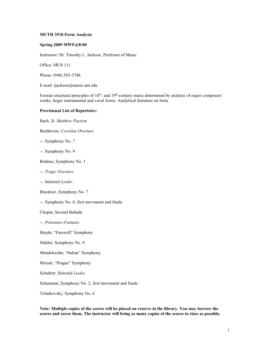 MUTH 3510 Form Analysis