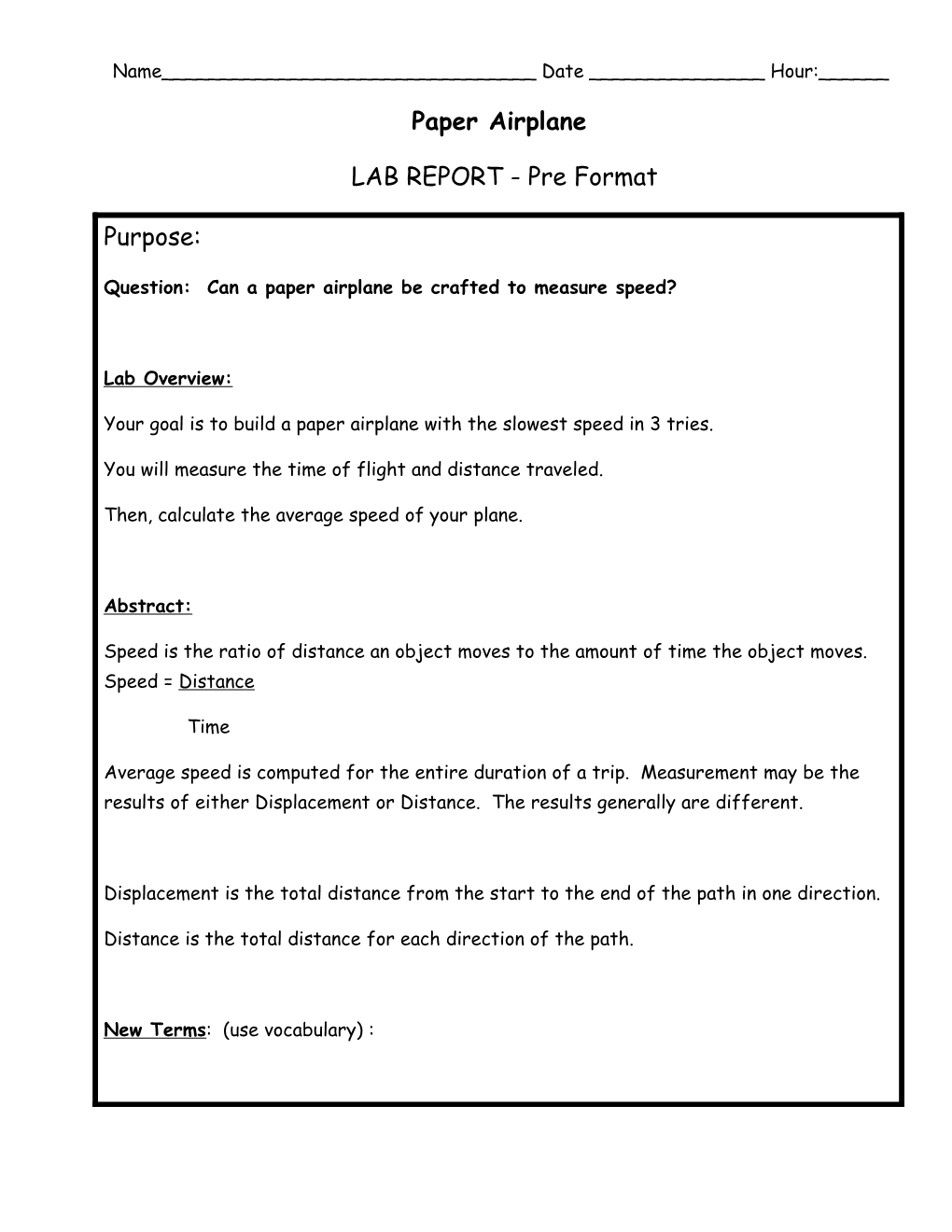 LAB REPORT - Pre Format
