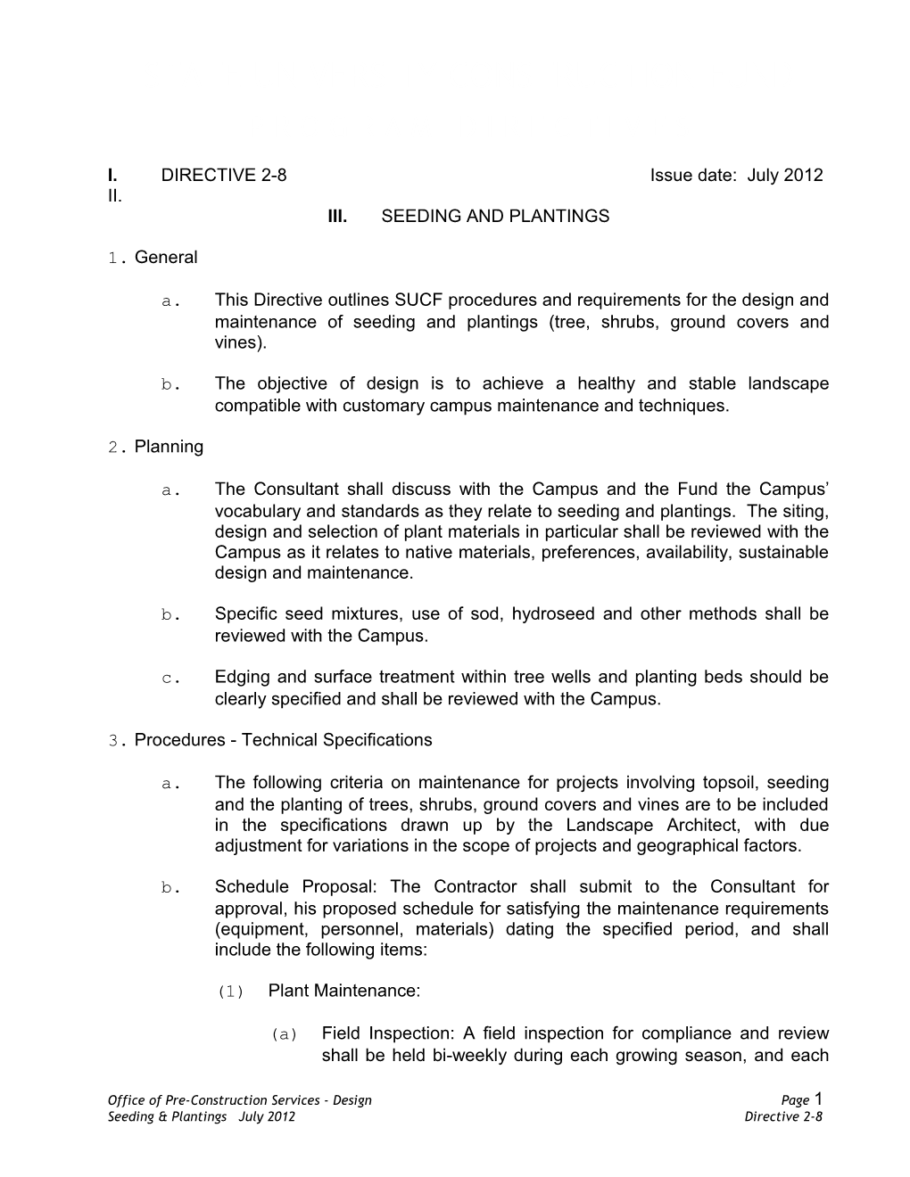 Directive 2-8 Seeding and Plantings