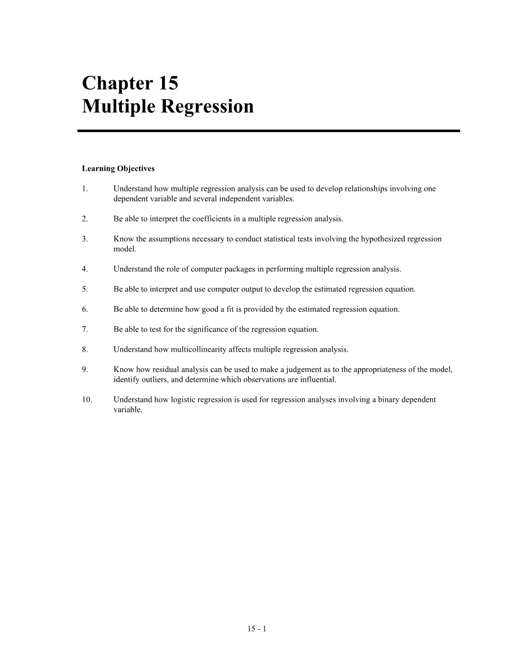 Multiple Regression