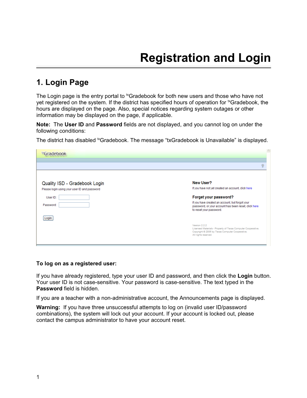Registration and Login