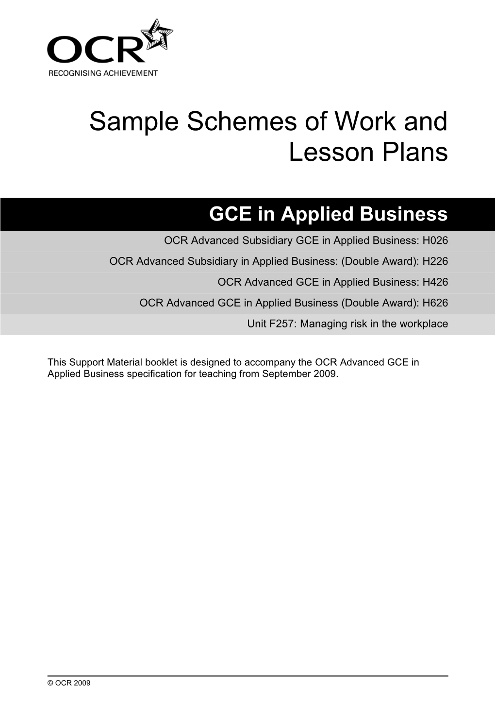 Sample Schemes of Work and Lesson Plans s1