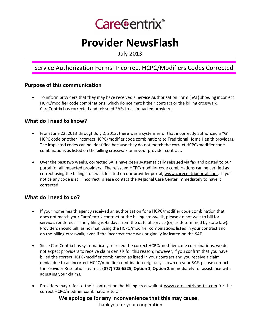 Service Authorization Forms: Incorrect HCPC/Modifiers Codes Corrected