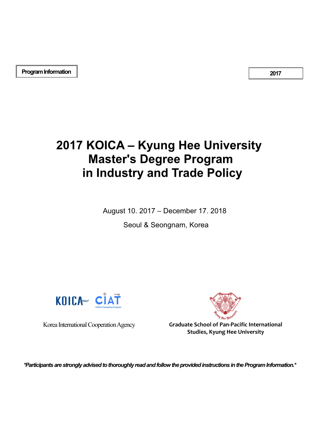 2017 KOICA Kyung Hee University