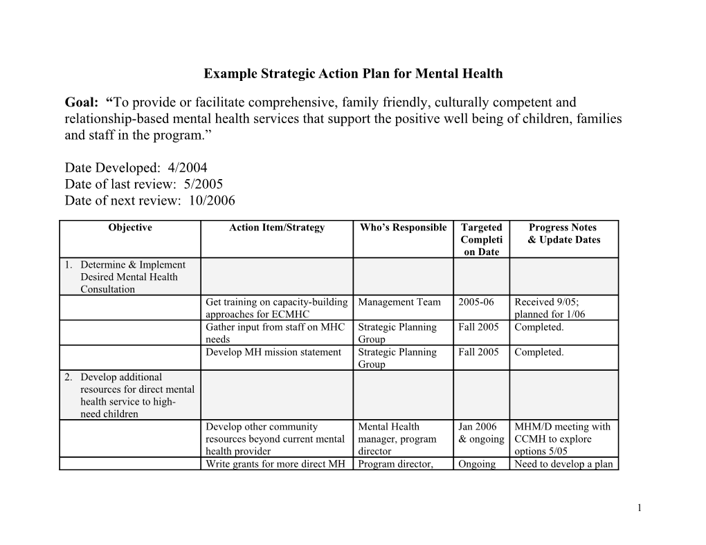 Strategic Action Plan