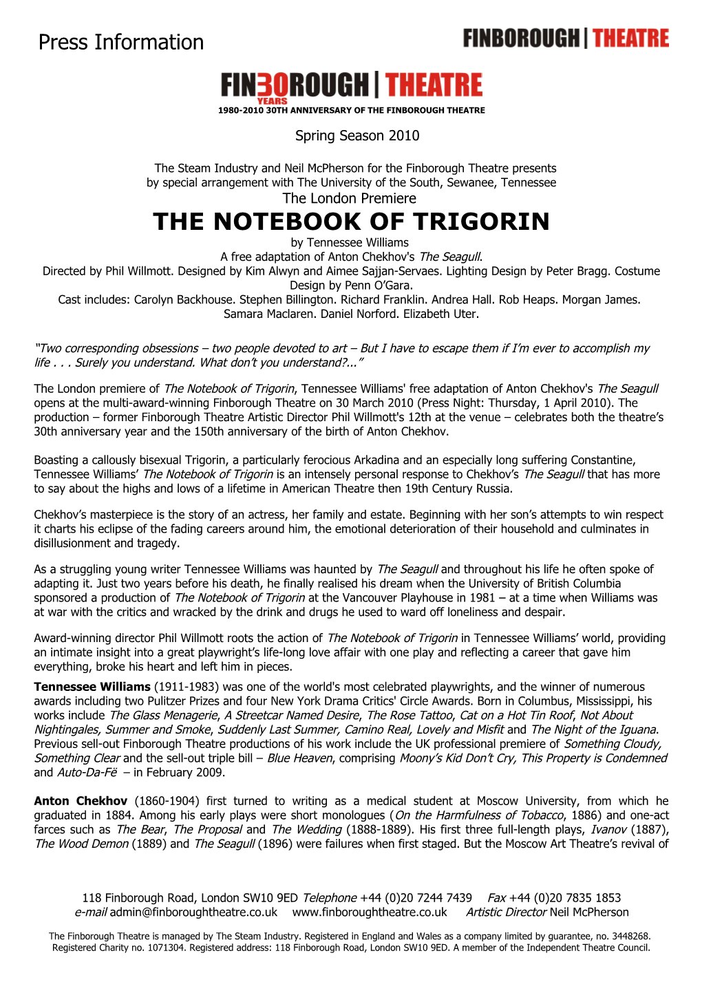 Press the Notebook of Trigorin