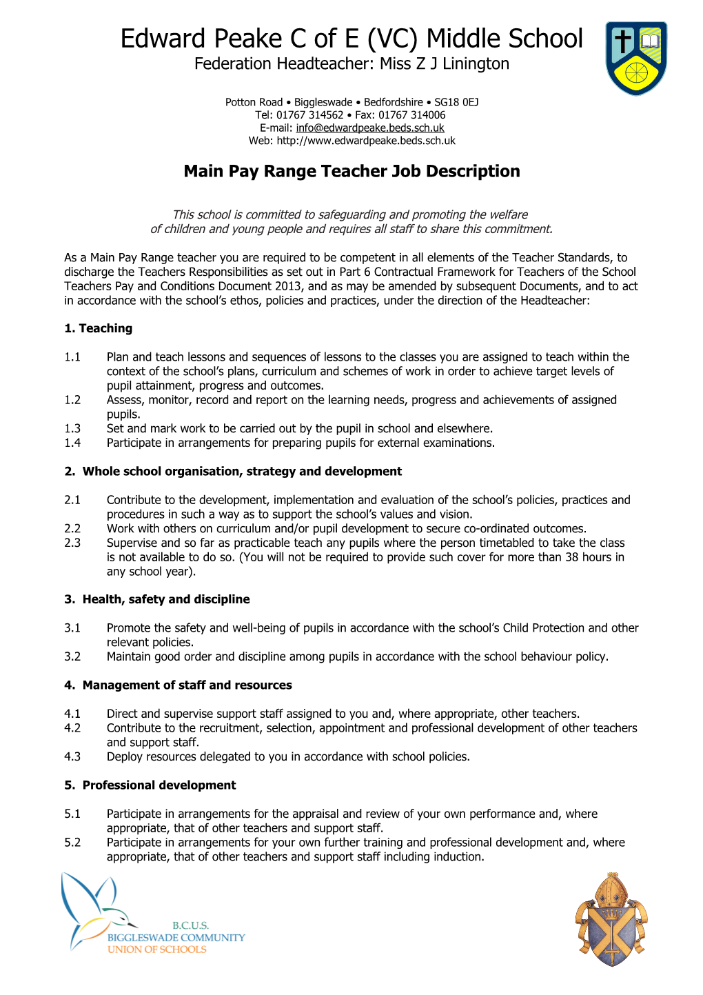 Main Pay Range Teacher Job Description