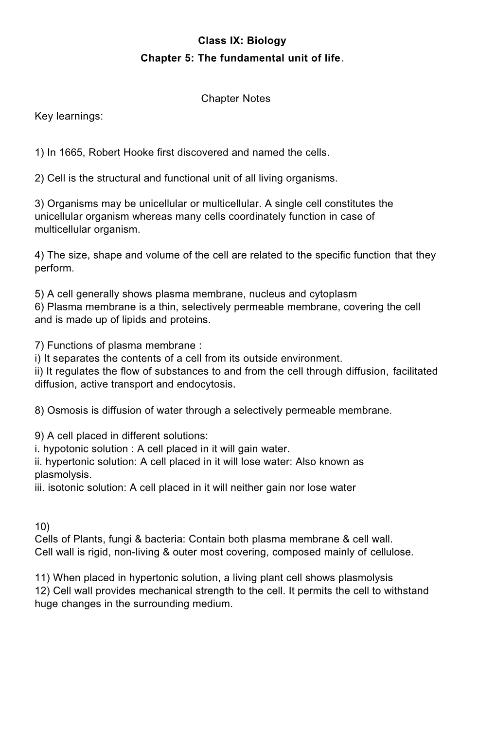 Chapter 5: the Fundamental Unit of Life