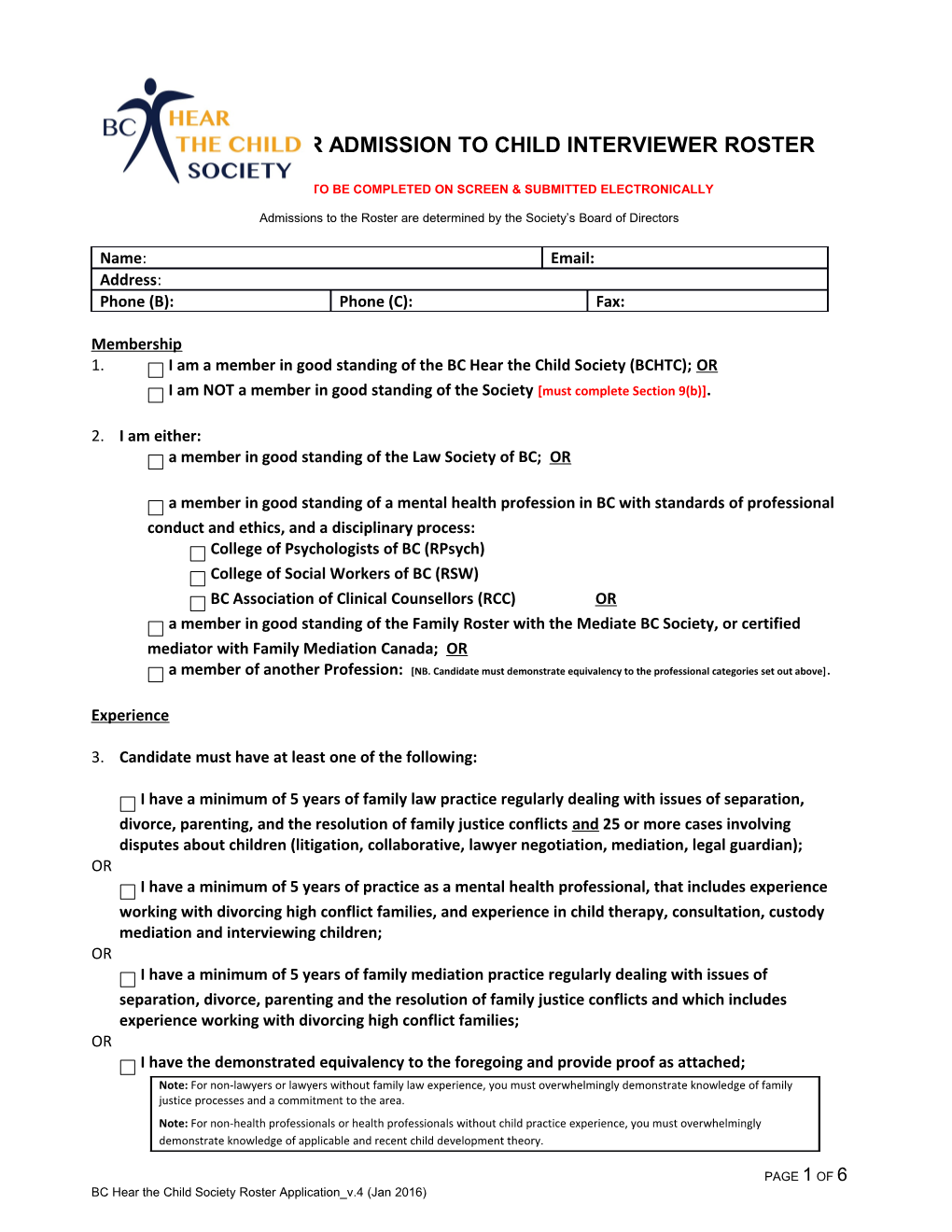 BCHTC Roster Application 2013