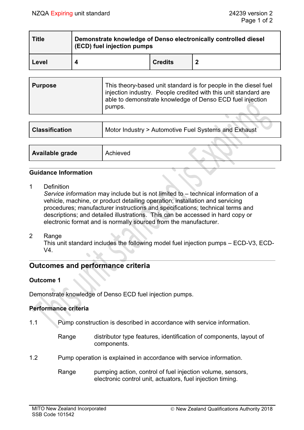 24239 Demonstrate Knowledge of Denso Electronically Controlled Diesel (ECD) Fuel Injection Pumps