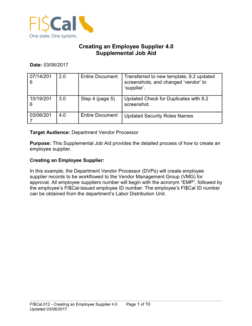 Creating an Employee Supplier4.0 Supplemental Job Aid