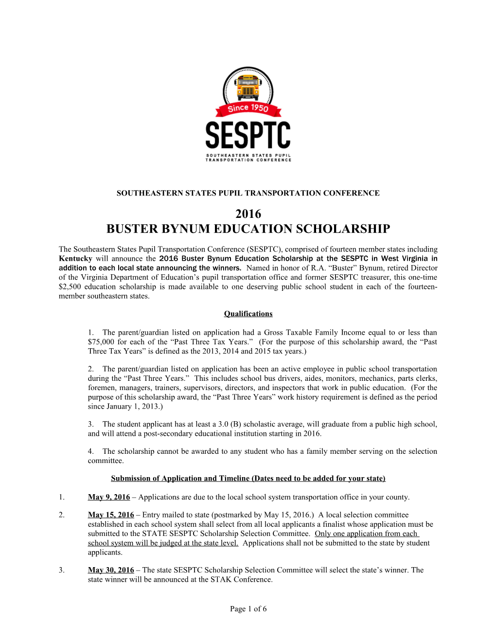 Buster Bynum Scholarship