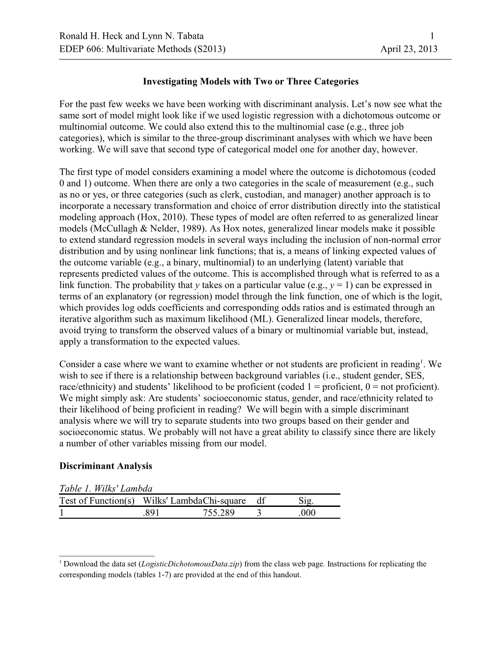 Multivariate Analysis of Variance