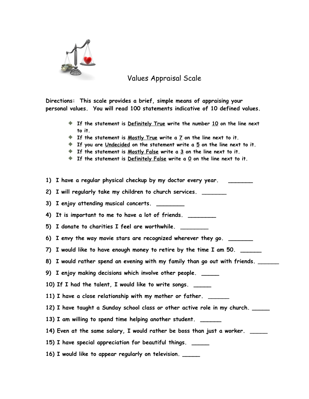 Values Appraisal Scale