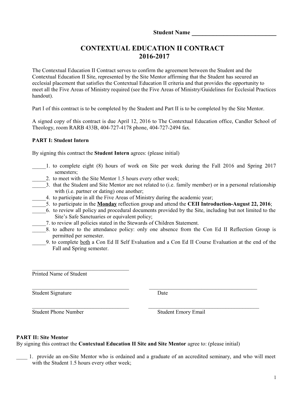 Contextual Education Ii Contract