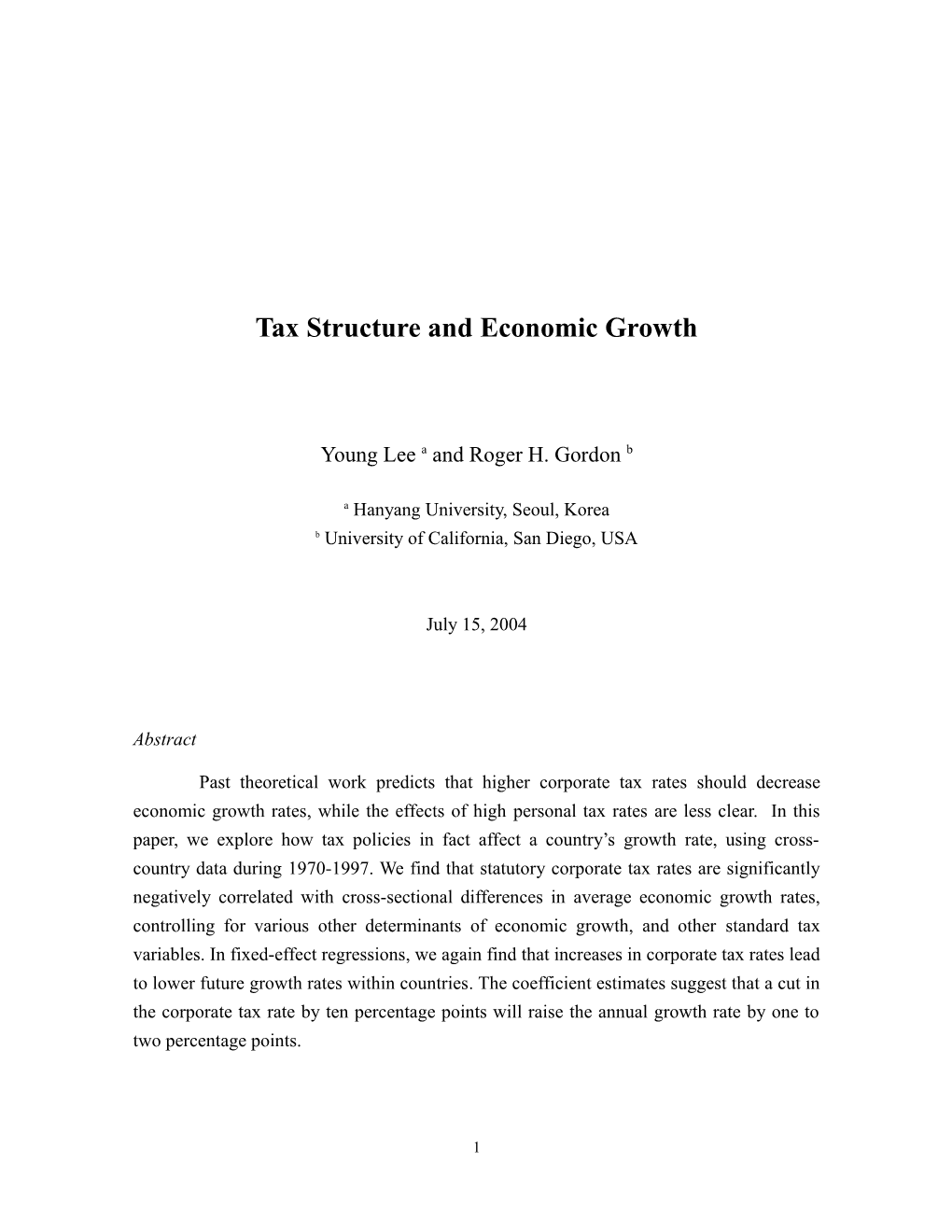 Marginal Tax Rates and Economic Growth