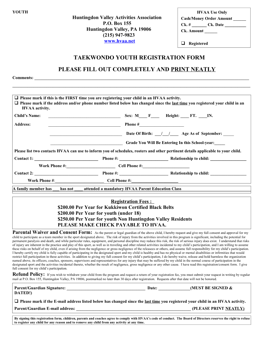 2003 Basketball Registration Form