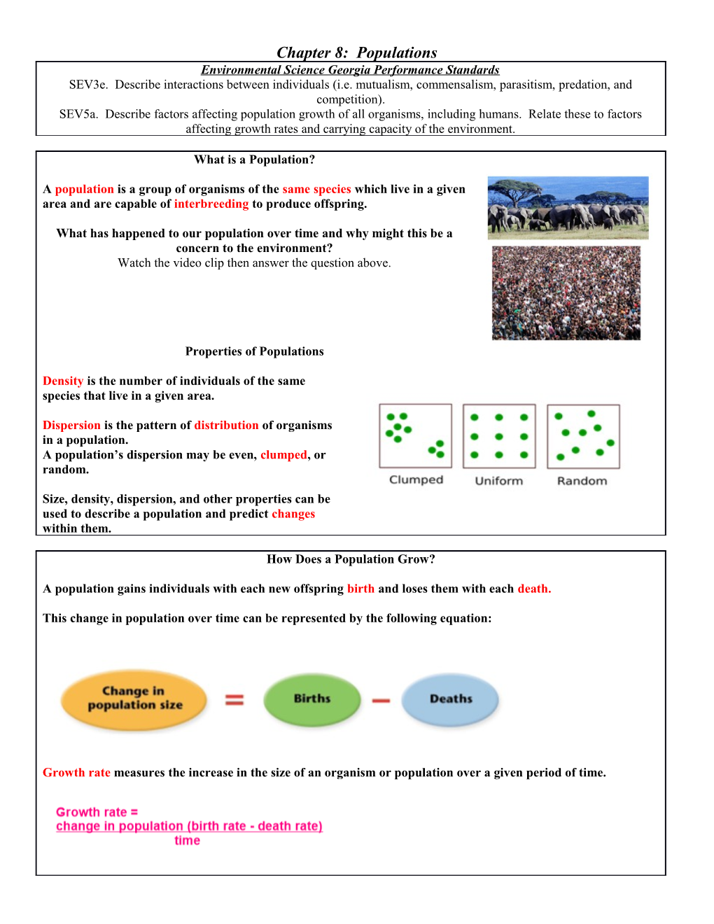 Chapter 8: Populations