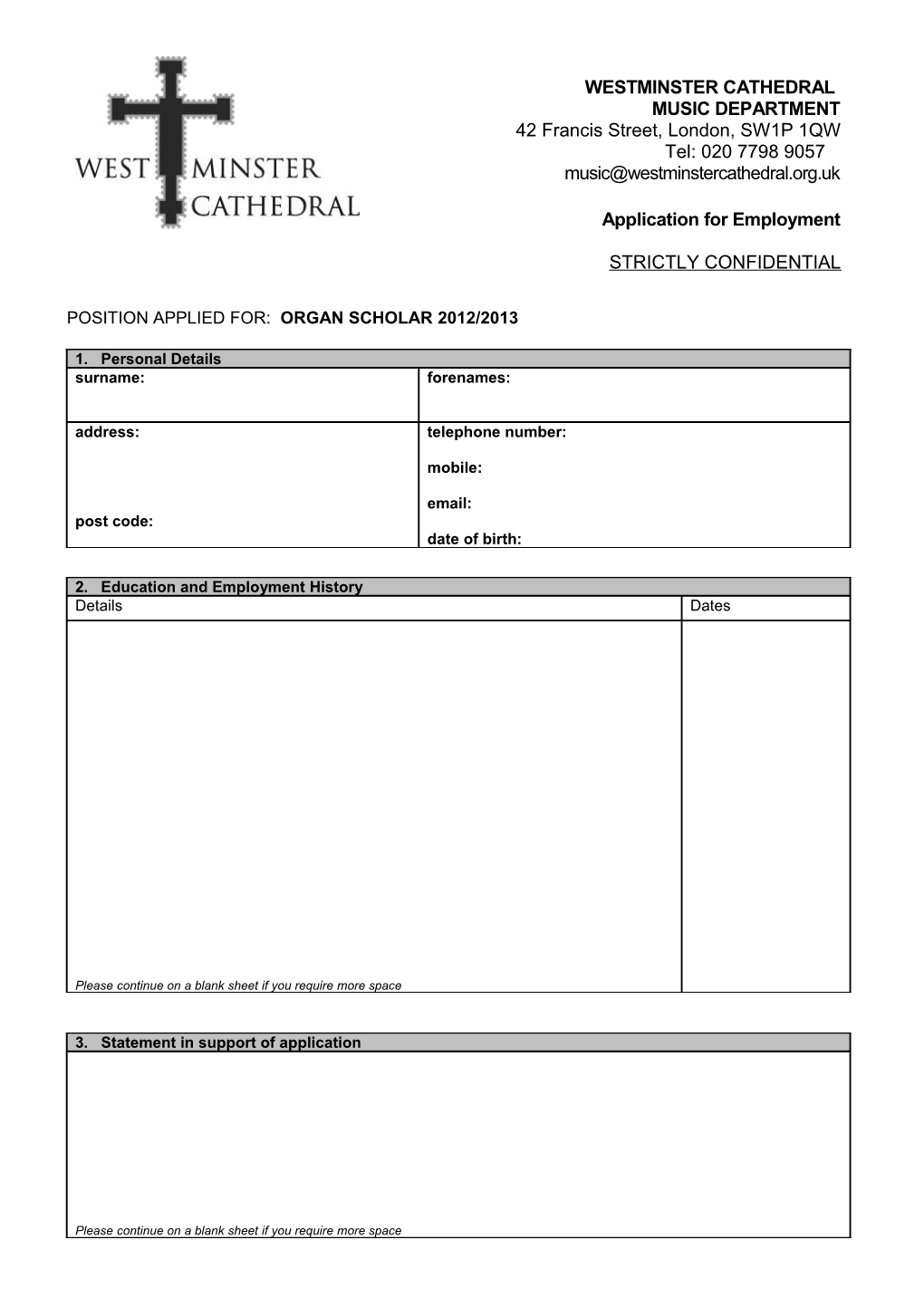 Lay Clerk Application Form