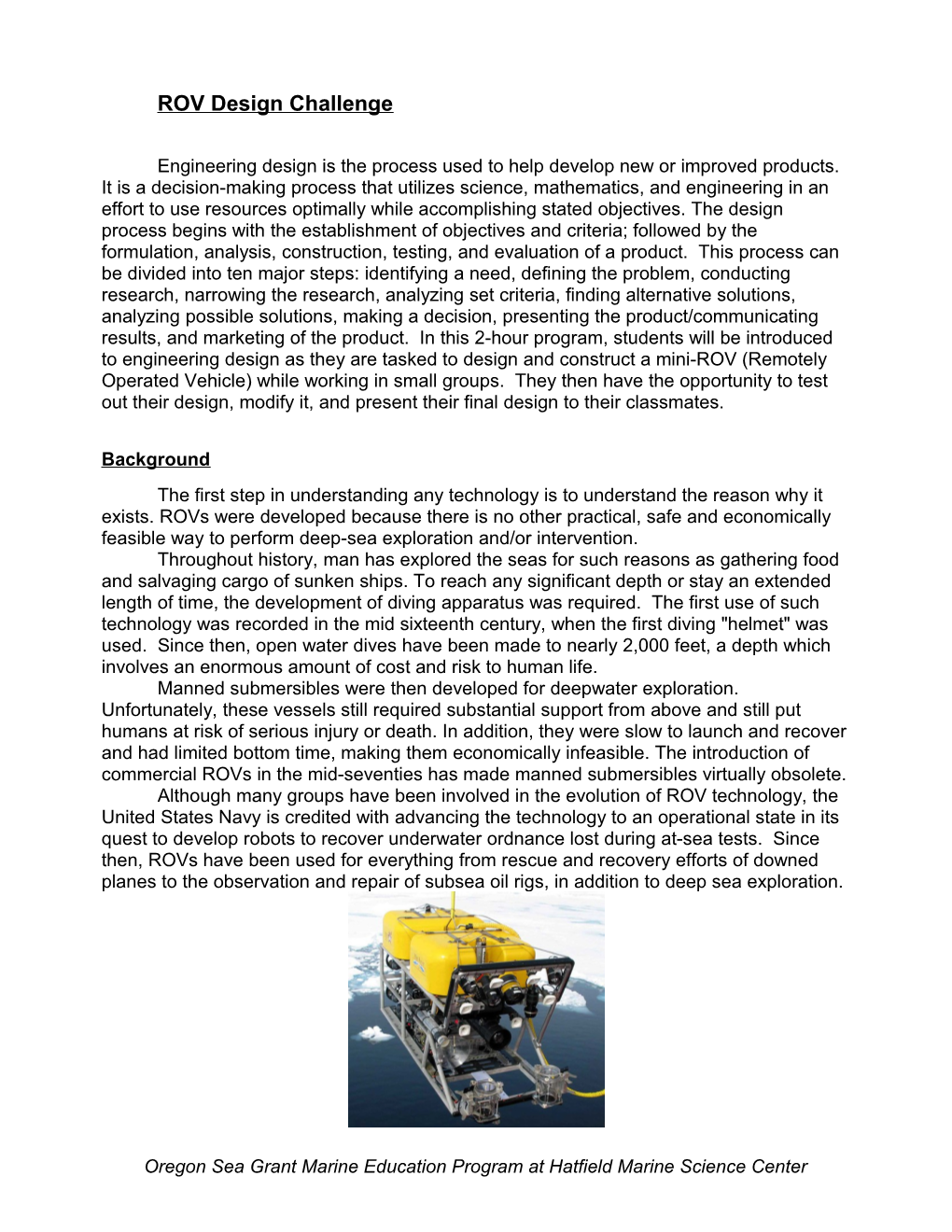 ROV Design Challenge