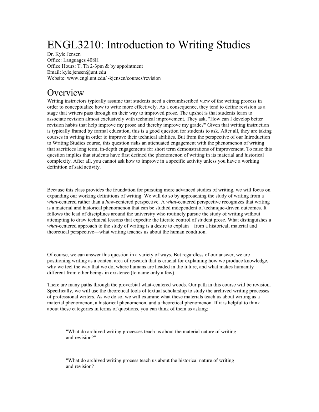 ENGL3210: Introduction to Writing Studies