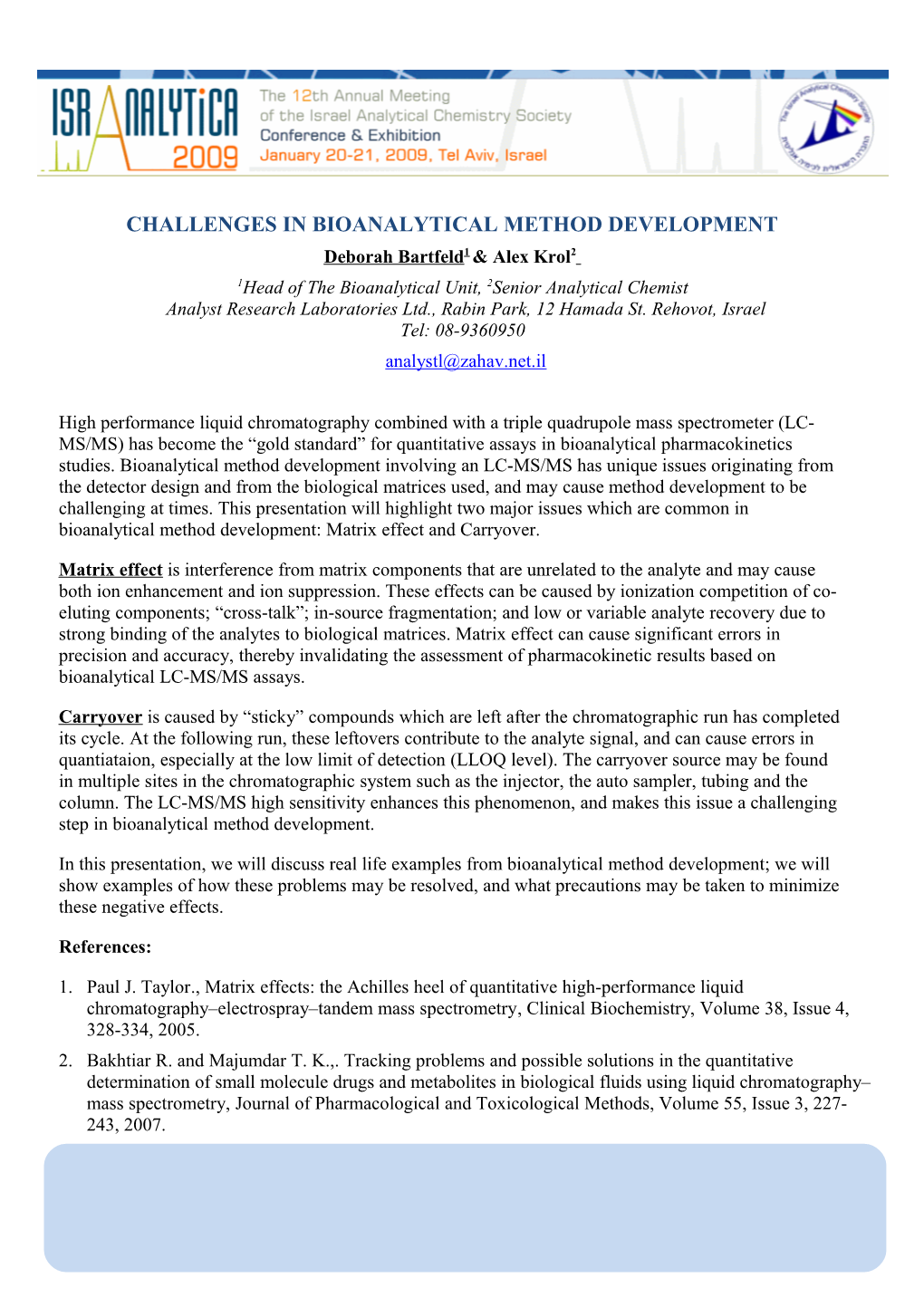 Challenges in Bioanalytical Method Development