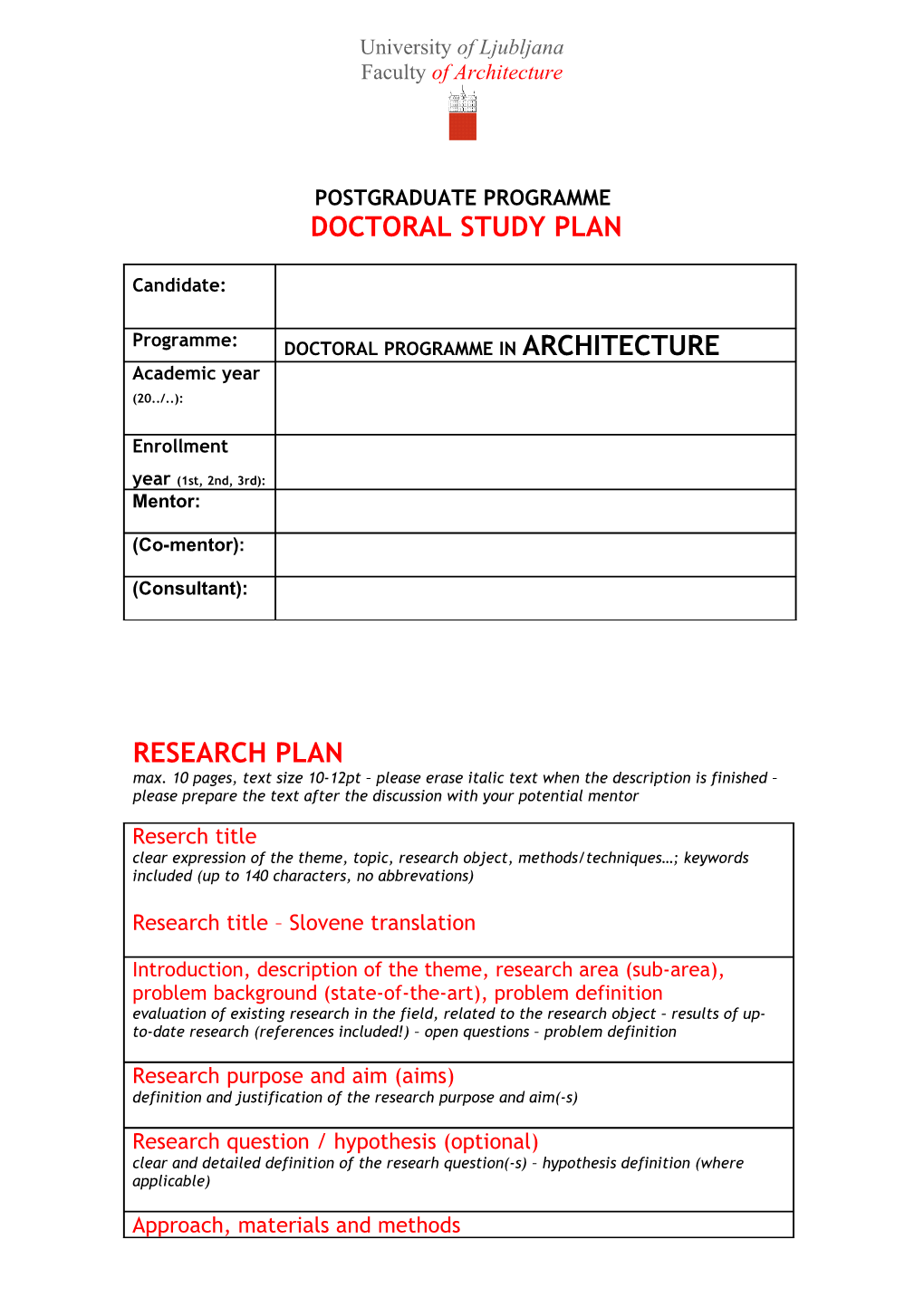 Postgraduate Programme