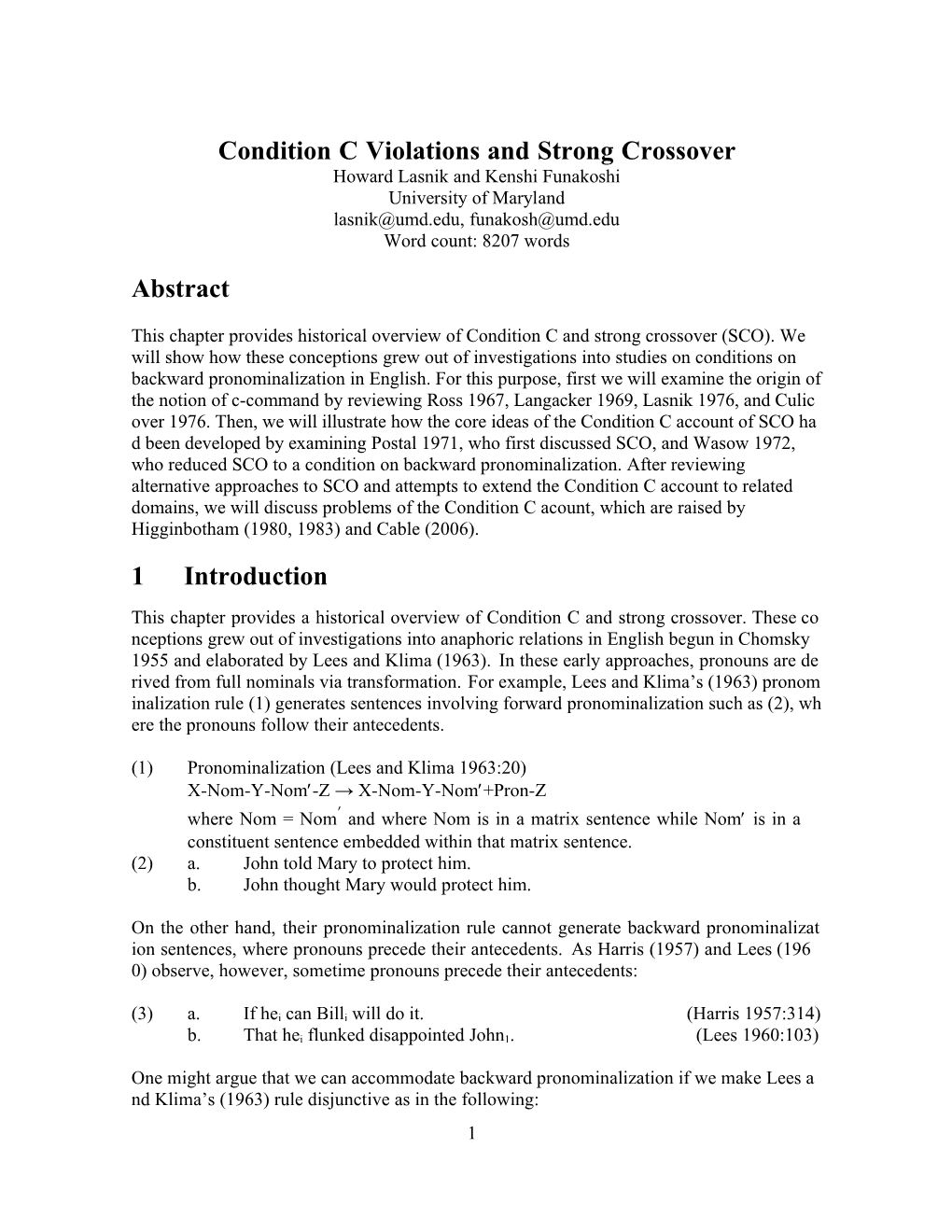 Condition C and SCO D.Dvi