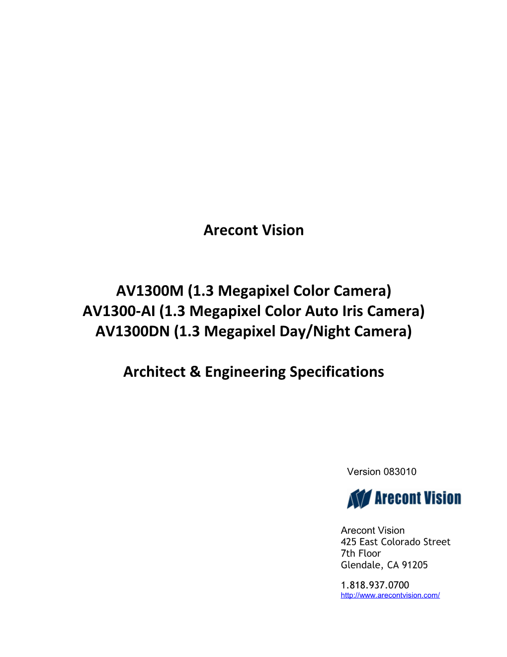 AV1300-AI (1.3 Megapixel Color Auto Iris Camera)