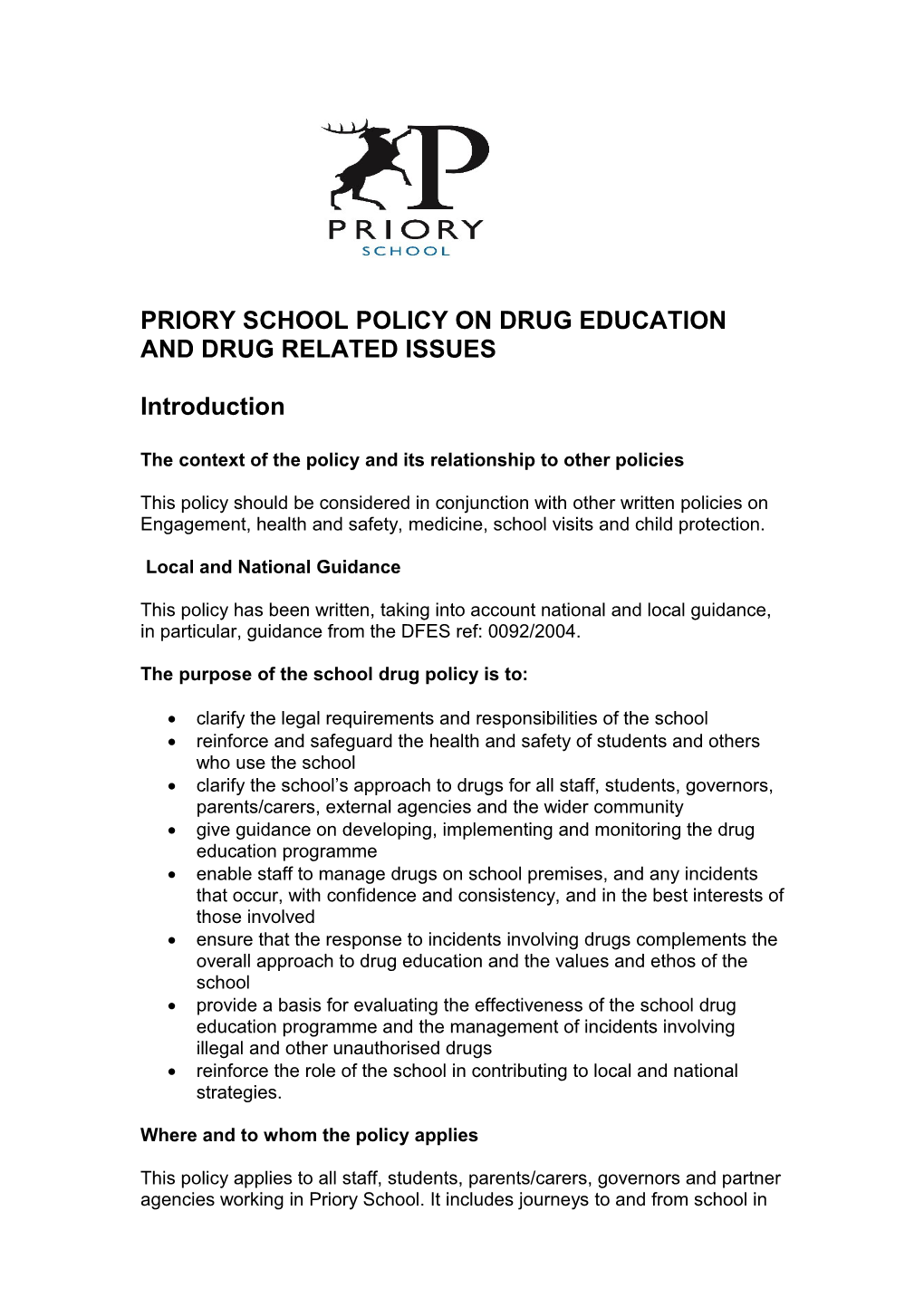 Bohunt School Policy on Drug Education and Drug Related Issues