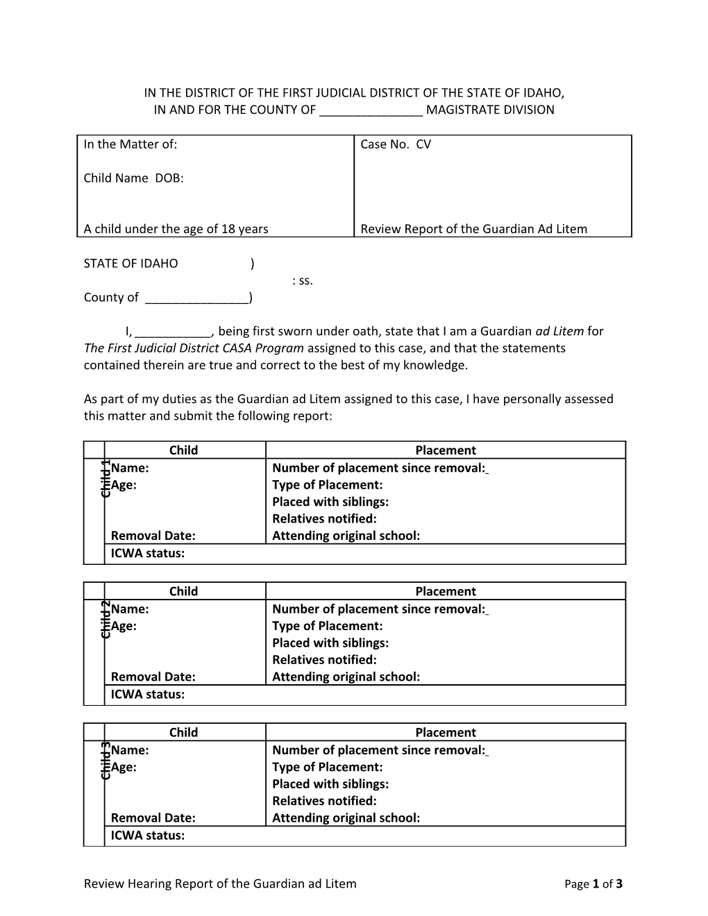 Sample Report Form with Guidance