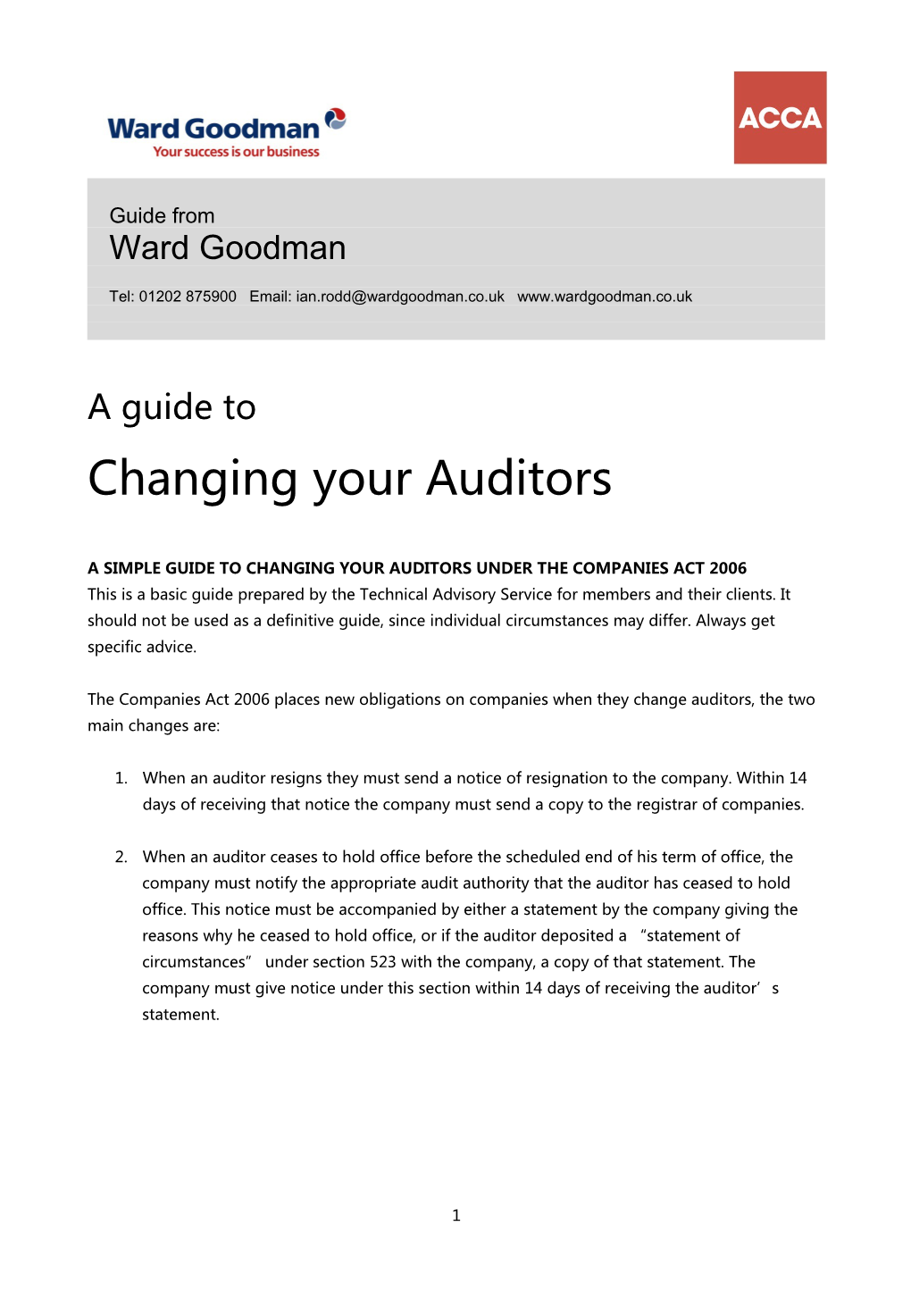 A Simple Guide to Changing Your Auditors Under the Companies Act 2006