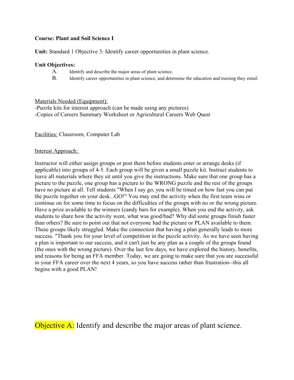 Course: Biology Agricultural Science & Technology s2