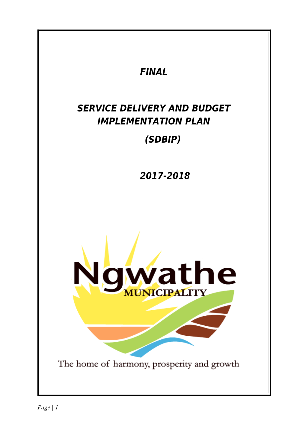 Service Delivery and Budget Implementation Plan