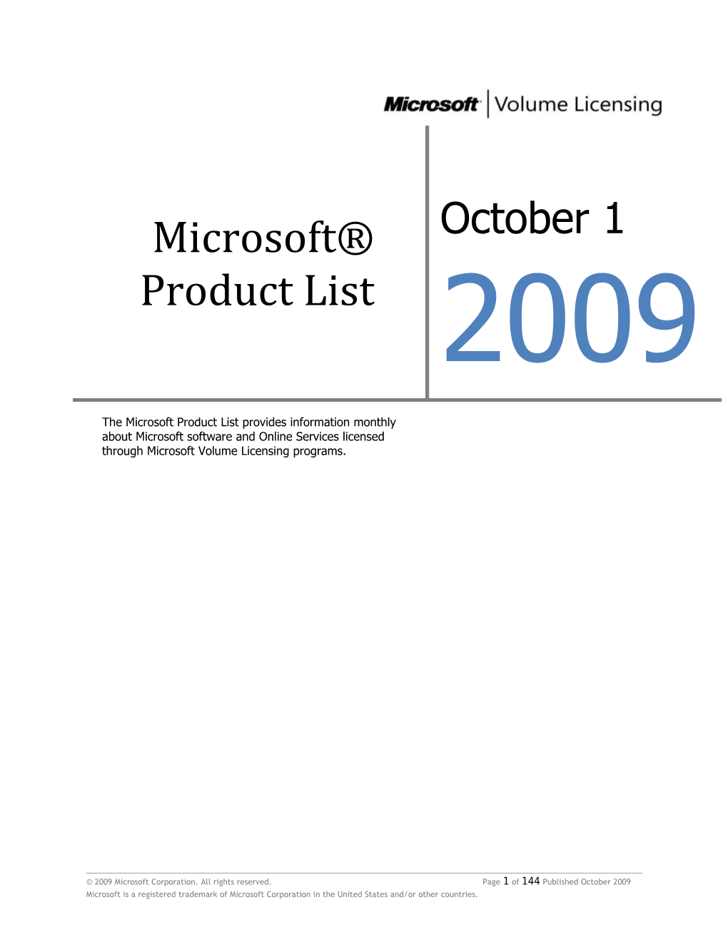 2009 Microsoft Corporation. All Rights Reserved. Page 1 of 134 Published April 2009