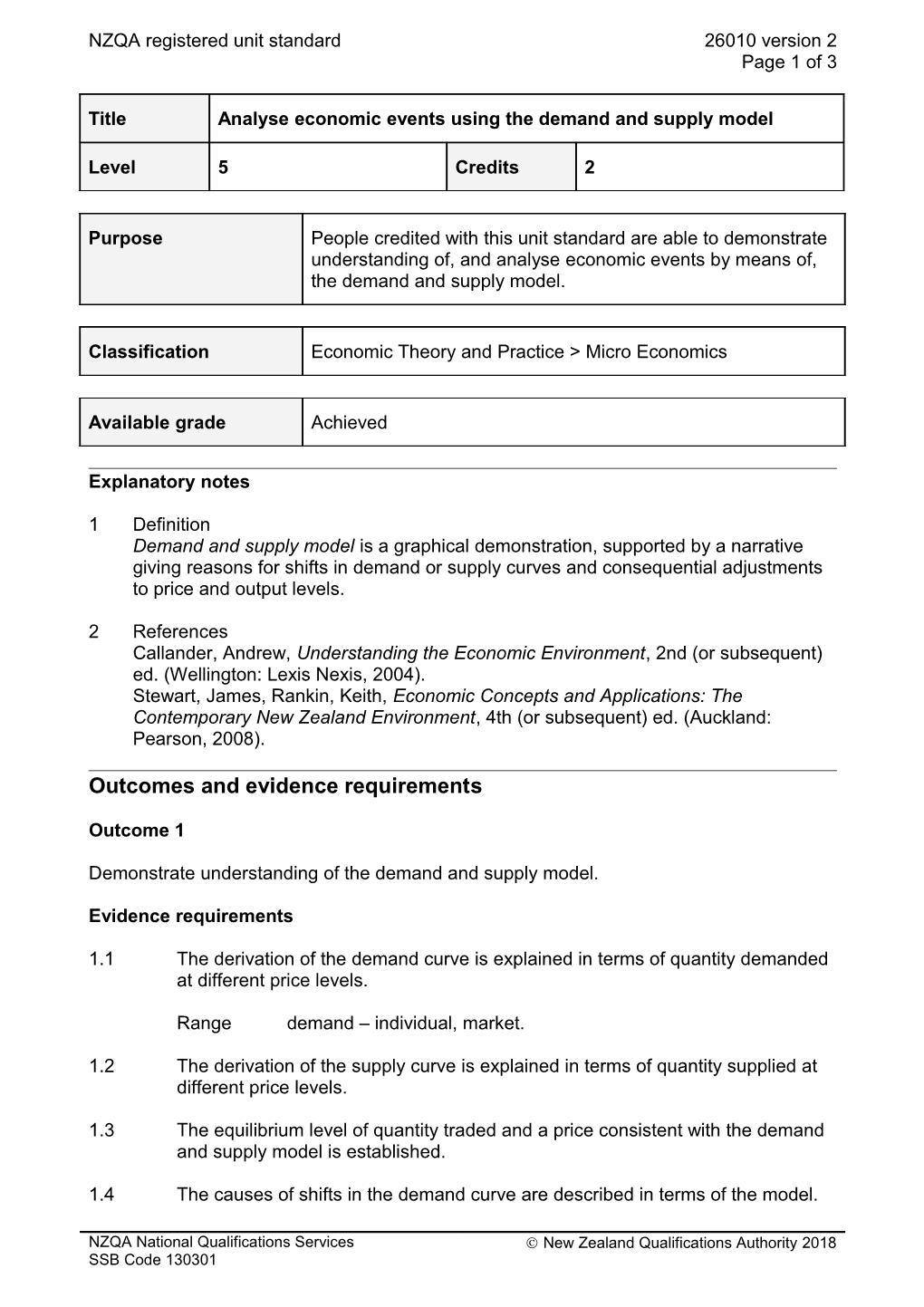 26010 Analyse Economic Events Using the Demand and Supply Model