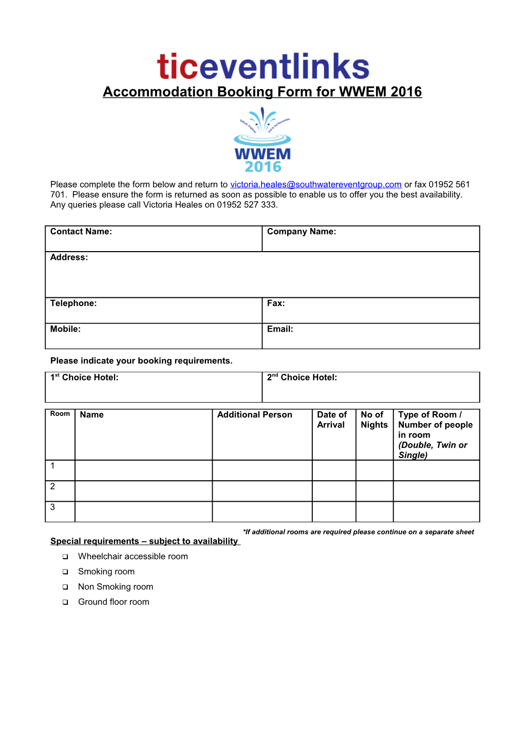 Accommodation Booking Form