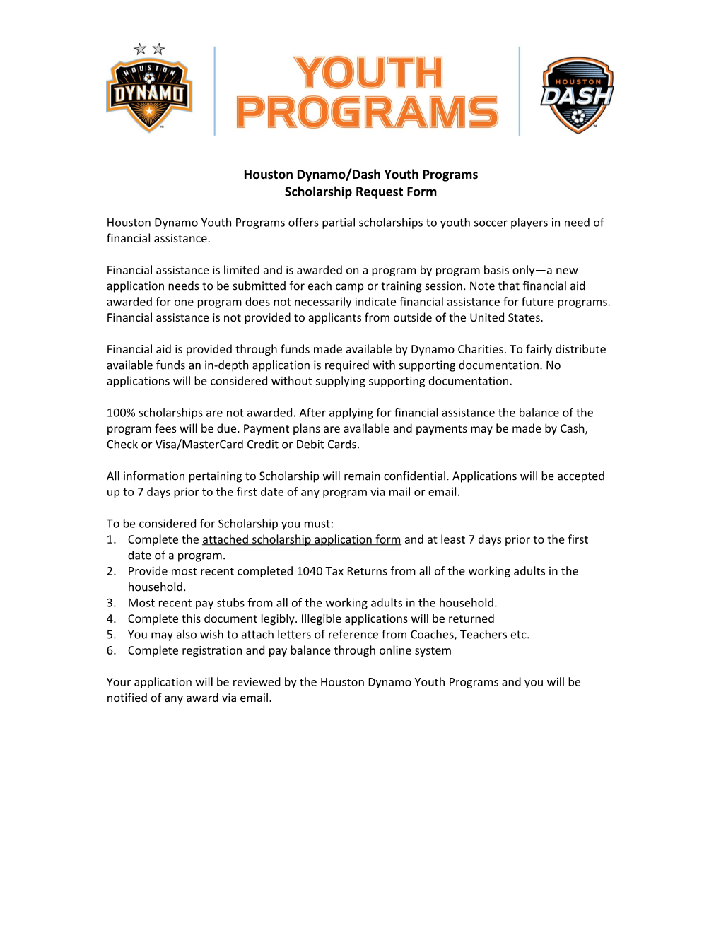 Houston Dynamo Youth Programs