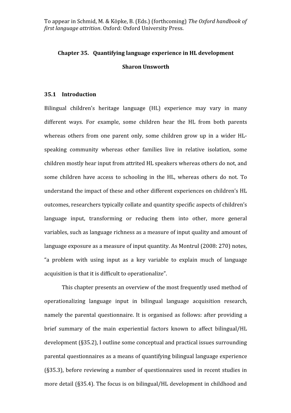 Chapter 35. Quantifying Language Experience in HL Development