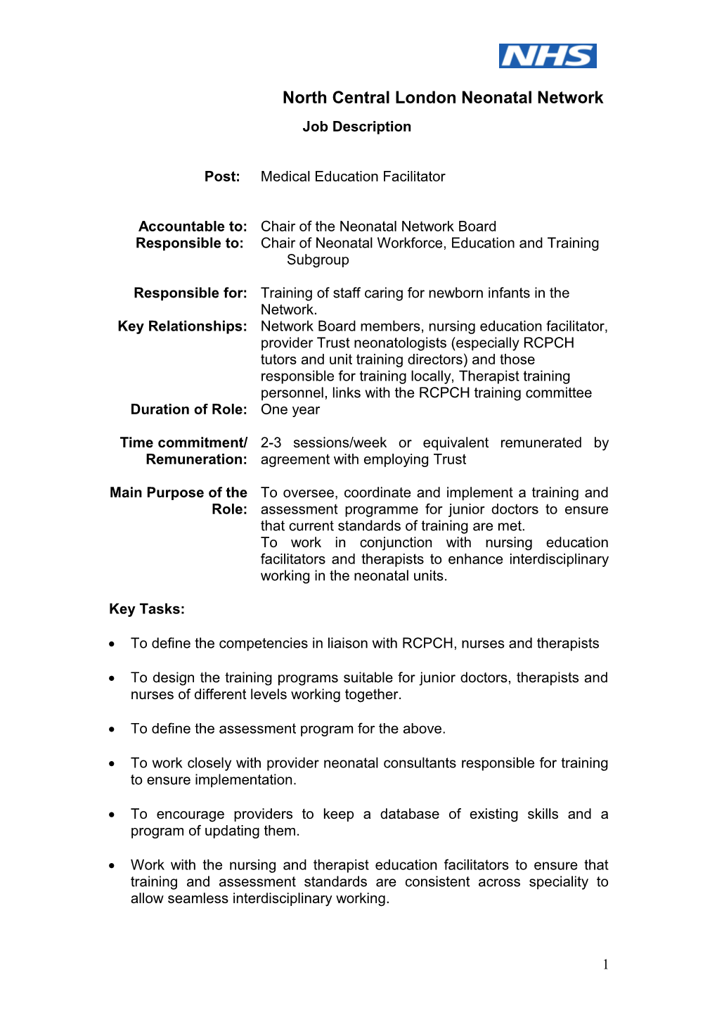 London Neonatal Network Job Descriptions