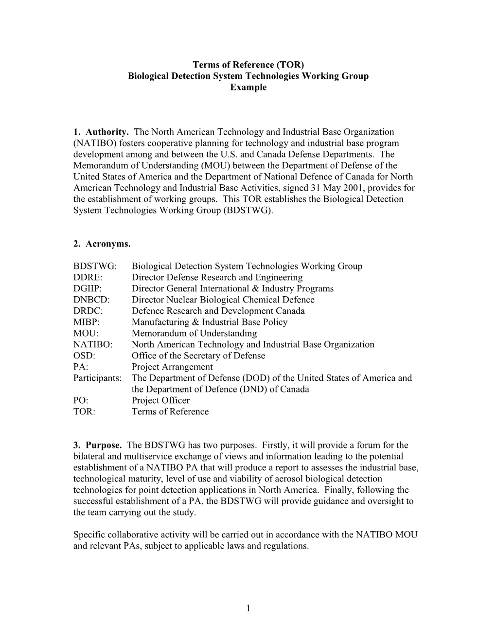 Biological Detection System Technologies Working Group