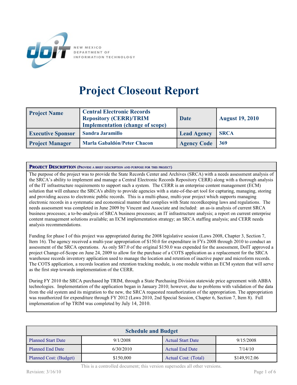 Project Closure Checklist