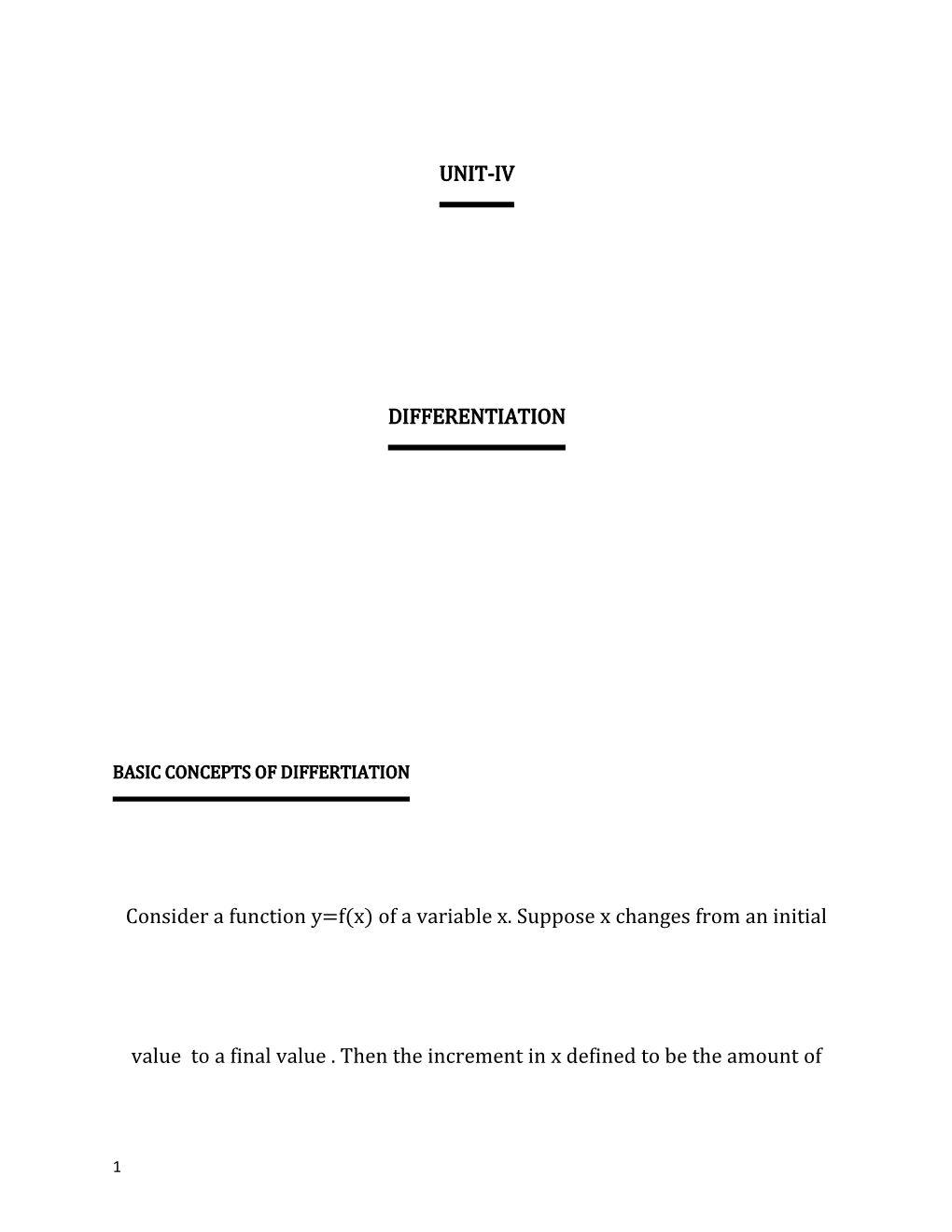 Basic Concepts of Differtiation