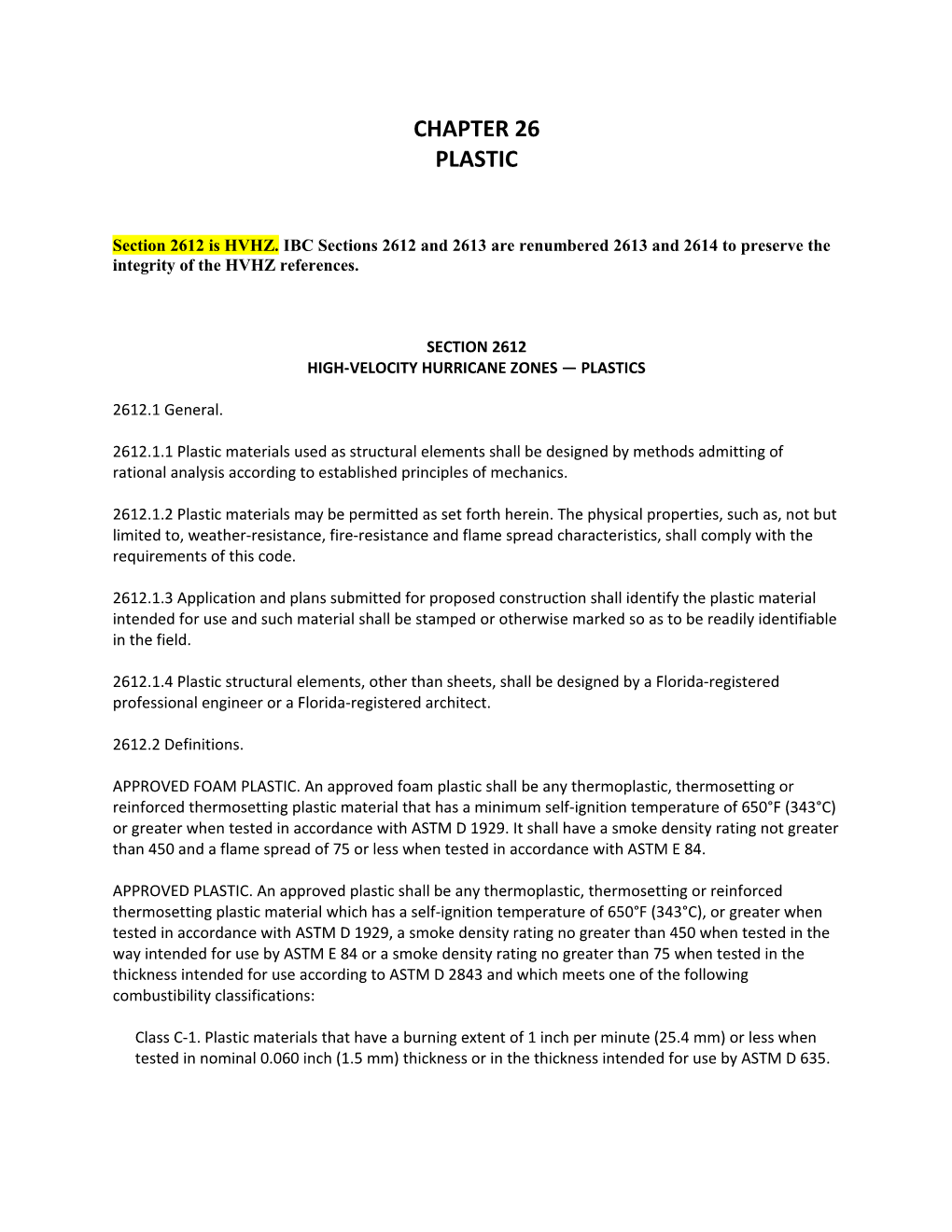 High-Velocity Hurricane Zones Plastics