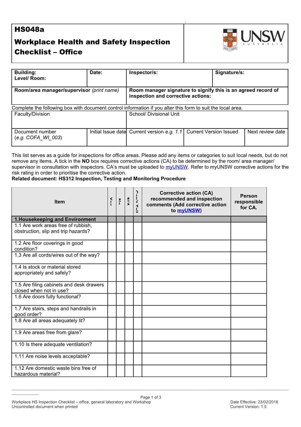 Task/Procedure/Activity