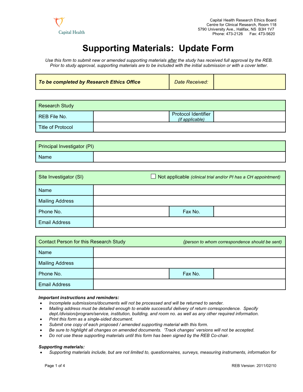 Reporting of Amendment(S) to Research Protocols, Consent Forms Or Supporting Materials