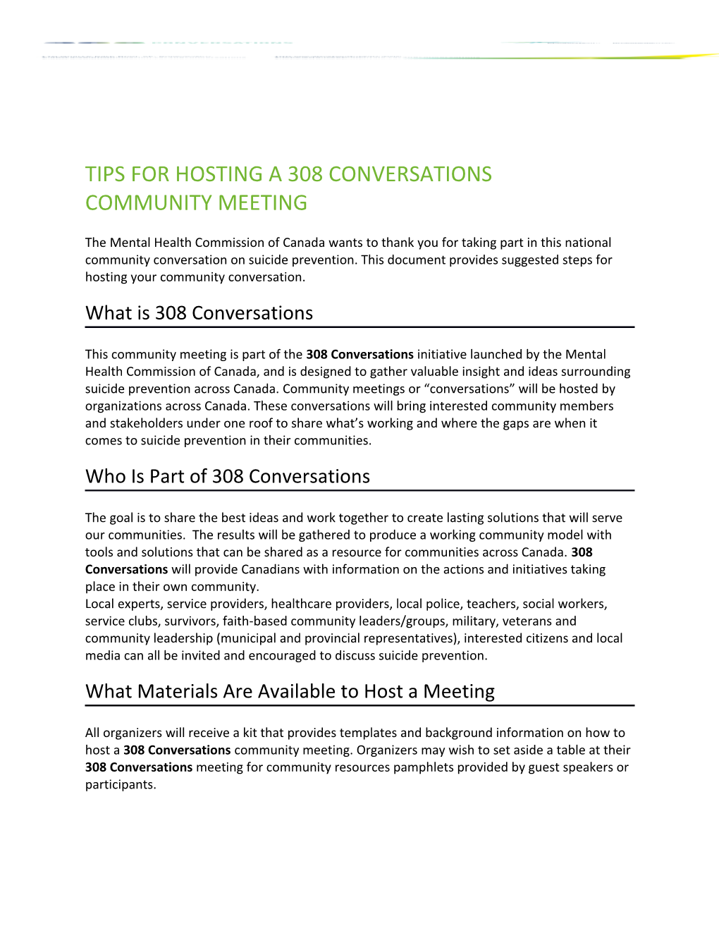 Tips for Hosting a 308 Conversations