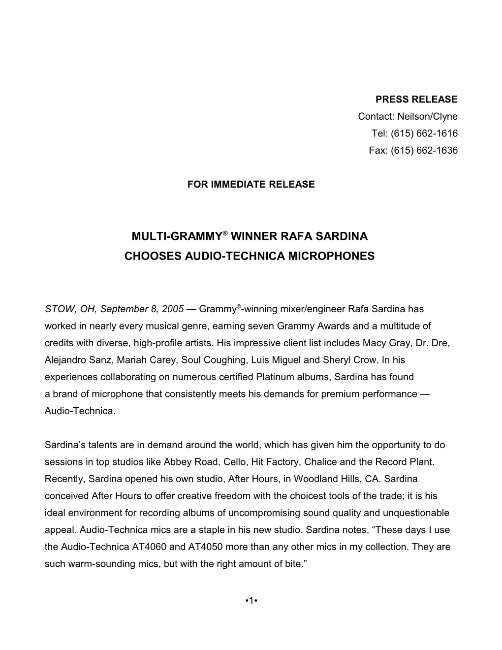 Multi-Grammy Winner Rafa Sardina