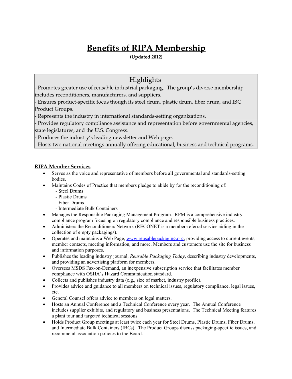 Benefits of RIPA Membership